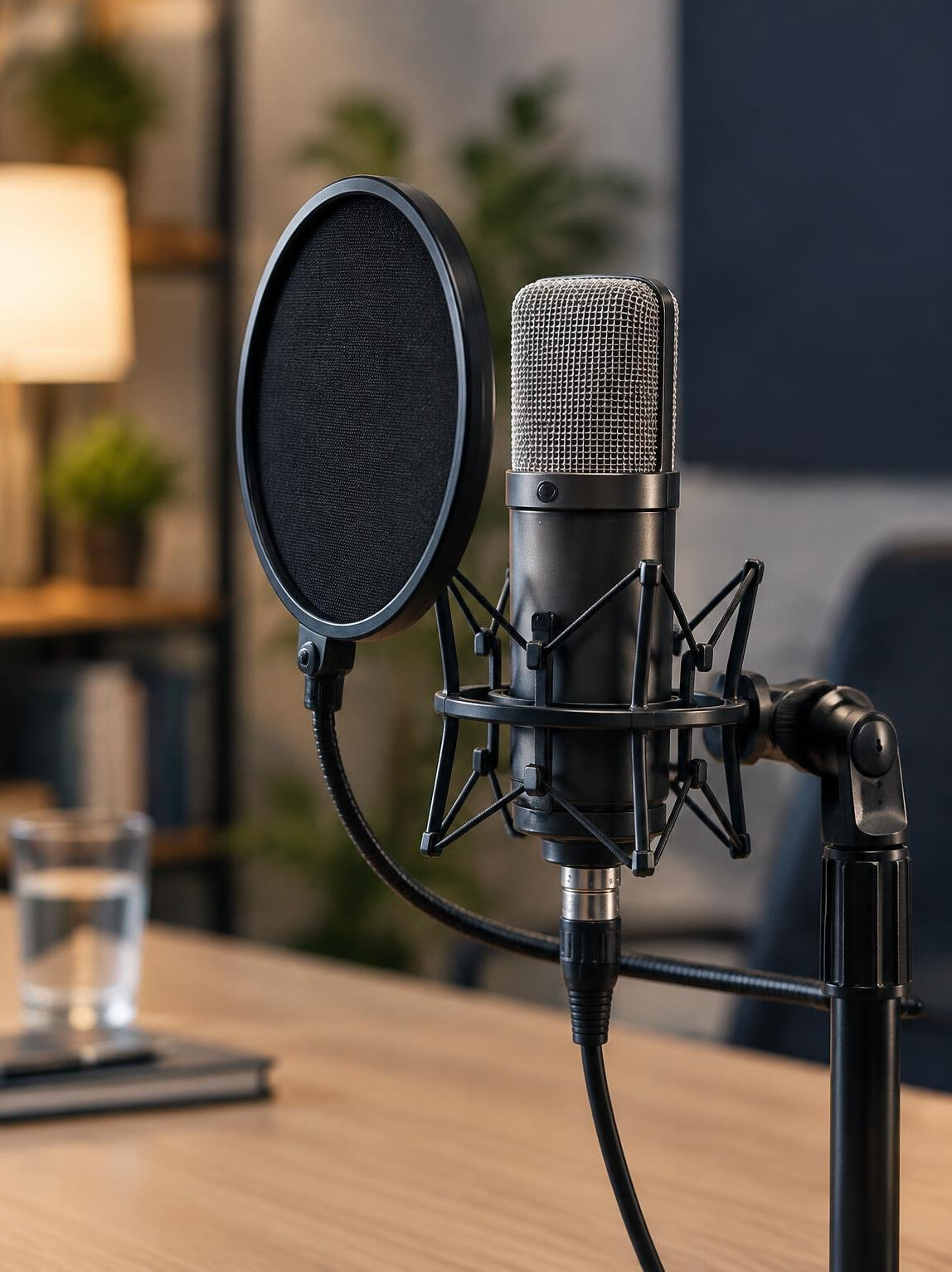 Studio microphone prepared for an interview